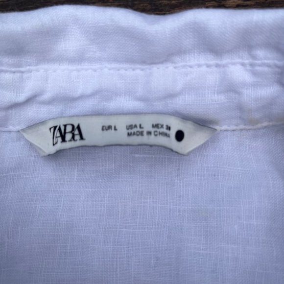 Zara white linen blouse size L - Picture 2 of 4
